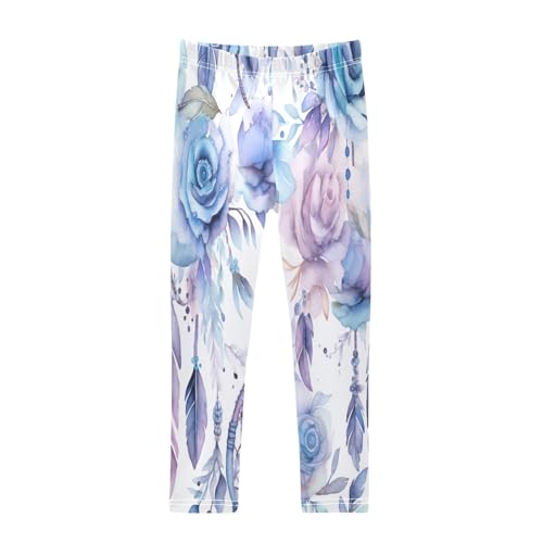 Bolaz Toddler Girls Leggings Printed Yoga Pants Leggings Dreamcatcher Blue Rose for Kids