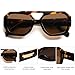 SOJOS Trendy Aviator Sunglasses for Womens Mens Polarized,Hexagonal Square Large Shades Double Bridge Designer Inspired UV400 Sun Glasses SJ2288