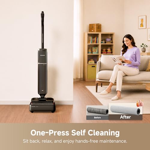 DREAME Aero Wet Dry Vacuum Cleaner, All-in-ONE Vacuum Mop for Wet & Dry Messes, 0 Hair Residue Great for Pet Owners, One-Press Self-Clean, 180 Lie Flat, 35mins Runtime for Hard Floor Cleaning - image 6