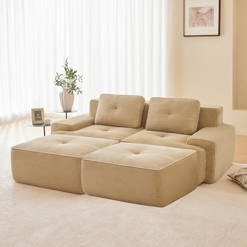 Image of Corduroy Modular Sectional Sofa, Oversized Cloud Couches for Living Room