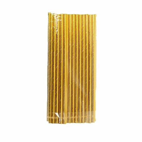 50 pitillos de papel dorados metálicos de 8 pulgadas miniatura 1