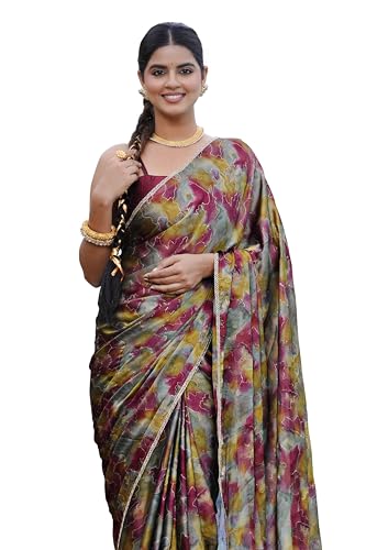 Image of MIRCHI FASHION Saree for Woman Chiffon Colorblock with Foil Work | Shimmer Festive Women's Sari for Wedding Functions and Ceremonies