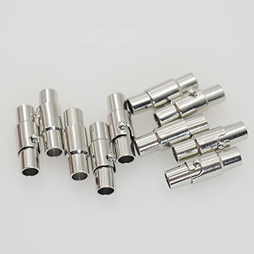 Lymgs Silver Leather Magnetic Cord End Cap, For 3Mm Cord Clasp Jewellery Making With Locking Mechanism, Necklace Bracelet Cord End Caps, Silver 10 Pairs #TOP6