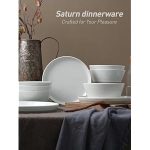 Famiware Saturn Dinnerware Sets 12 Piece Dish Set Plates and Bowls Sets for 4 White
