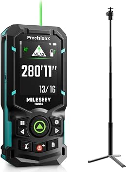 MILESEEY S50 Green Laser Measure Bundle with 10.832 inch Adjustable Height Tripod