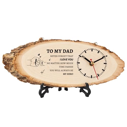 Calibron Fathers Day Birthday Gift for Dad from Daughter Son, Dad Birthday Gift Ideas Wooden Clock, Dad Retirement Gifts DIY Clock Large