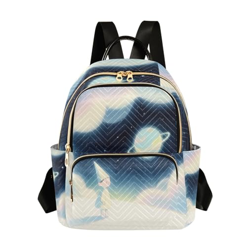 Nexawaveo Mochila acolchada para mujer Dreamy Girl Moon de 14 pulgadas, Fantasy Child Planet, S, Mochilas de mochila
