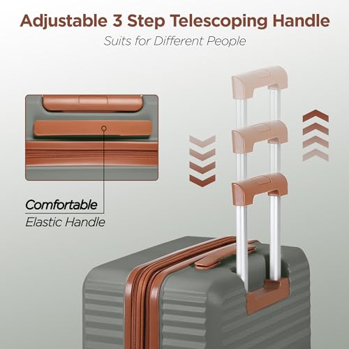 SHOWKOO Luggage Sets 3 Piece Hardside Expandable Suitcase with Double Spinner Wheels Tsa Lock Green (20in/24in/28in) - Image 6