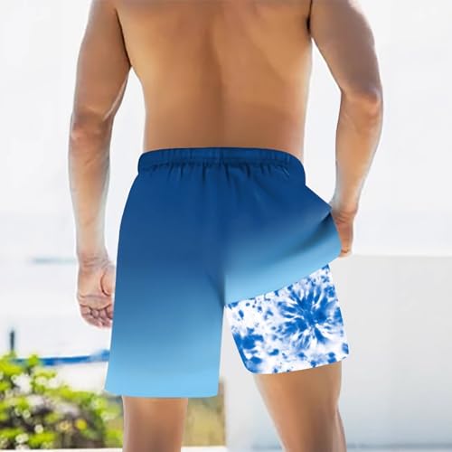 GIBZ 2 in 1 Swimming Shorts Men Tie-Dye Gradient Quick Dry Swim Trunks with Compression Liner Pockets Beach Shorts4