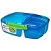 Sistema - Caja de almuerzo triple, con recipiente para yogur, 2 L, plástico, Azul/verde, 24.5 x 20 x 9.1999999999999993 cm