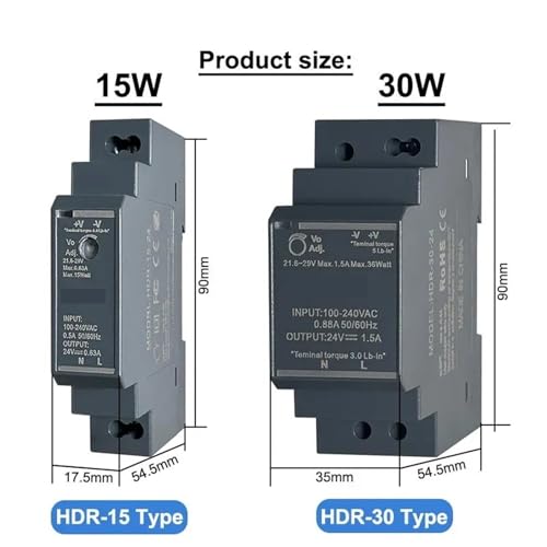 Alimentation ultra-mince 12V 24V HDR transformateur modulaire gain de place - 4