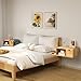 Afuly Floating Nightstand with Charging Station, Wall Mount Night Stand with Drawer Hanging Bedside Table End Table, Solid Wood Modern Side Table Shelf for Bedroom Natural Wooden Decor