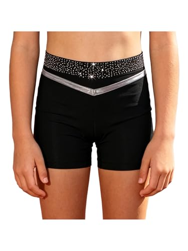 Alvivi Leggings Cortos Niña Shorts Entrenamiento Baile Ropa Interior Deportiva Brillante Pantalones Gimnasia Negro 11-12 años