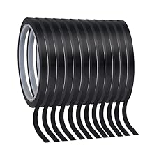 EDSRDRUS Whiteboard Tape - 12 Rolls, 1/4 Inch Width, Easily Sticky & Remove, Art & Graphic Tape for Dry Erase Board, School & Outdoor Projects Black