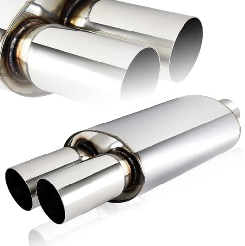Universal 3" Dual Flat Tip T-304 Stainless Steel 3" Inlet Weld-On Exhaust Muffler