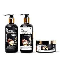 NO APOLOGY Moroccan Argan Shampoo, Conditioner With Keratin & Keratin Hair Mask With Oat Protein, Green Tea & Ginger Root Oil (Combo of 3)