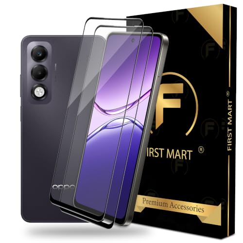 Image of FIRST MART Tempered Glass Screen Protector for Oppo K13 / Oppo K13x - Full-Glue Screen Guard, 3D Edge to Edge, HD Clear, Bubble-Free, Case-Friendly, Black, Pack of 2