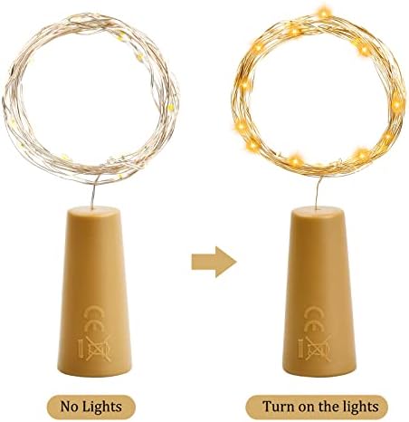 Cozlly 6pcs Bottle Lights, 2M 20 LED Fairy Lights Battery Operated, Led Cork Light for Bottle for Home Indoor/Outdoor Party Festival Decoration