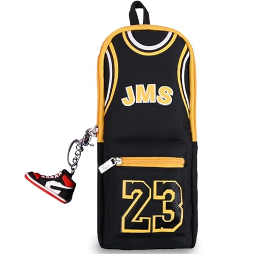 QWEPU Astuccio per giocatore di pallacanestro, 23 astucci da basket nero,grande capacità cancelleria caso, basket star player, astuccio per bambini grande capacità per Bambini Ragazzi e Adulti
