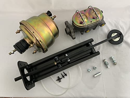 Bst Bssp Universal Firewall Mount Power Brake Pedal Assembly W/ 7" Dual Booster & Master Underdash Mount Master Cylinder Disc Kit Standard Cast Iron & Zinc Plated #TOP1