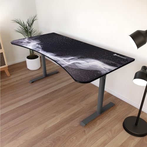 Image of Arozzi Arena Special Edition Ultrawide Curved Gaming and Office Desk with Full Surface Water Resistant Desk Mat Custom Monitor Mount Cable Management Cut Outs - Gunmetal Galaxy