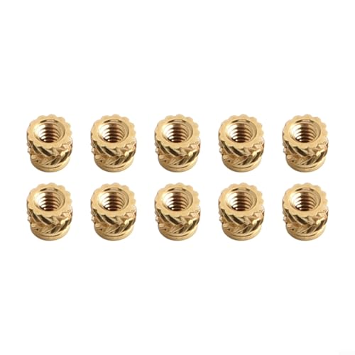Fauhapyway Lot de 10 inserts filetés en laiton M2-M6 - Écrous moletés pour impression 3D - Moulage par injection plastique - Montage PCB - Doré