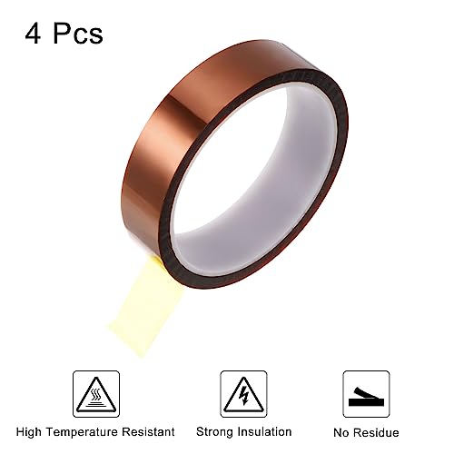 Image of HARFINGTON 4 Rolls Heat Tape High Temperature Heat Resistant Tape 20mmx33m(108ft) Sublimation Thermal Heat Transfer Tape for Sublimation Press No Residue, Yellow