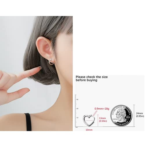 Dainty Love Heart Shaped Small Hoop Sleeper Earrings For Women Teen Girls S925 Sterling Silver 14K Daith Heart Cartilage Tragus Cute Minimalist Hoops Jewelry Gift Friend Bridemaid #TOP4