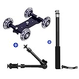 Schnellauslösungsplatte Fotografie Kamera Sliders Tabletop Dolly Track-Slider mit 11-Zoll-Magic Arm Rail System for DSLR-Kamera Smartphone (Color : Slider Combo Black)