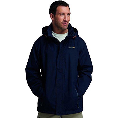 Regatta Men's Matt Waterproof Mesh Lined Hooded Shell Jacket, Navy, 2X-Large