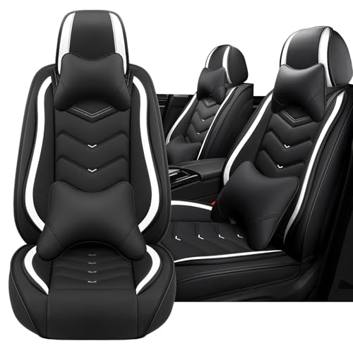 Image of Car Seat Cover for MINI Hardtop 2013-2026, Driver's Seat Covers,Non-Slip Waterproof seat Cover,Wear-Resistant Nappa Leather car seat Covers. (Luxury 2 Seats /Black White)