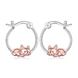 Boucles d'oreilles créoles en argent sterling Motif bouledogue français, Argent sterling, Pas de gemme