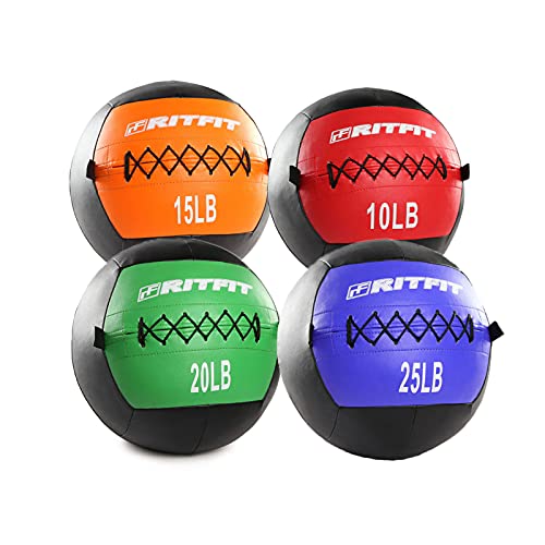 RitFit Medicine Ball / weight ball / Soft Medicine Ball / Wall Medicine Ball / Soft Wall Ball / Wall Ball set/ Medicine Balls for Exercise and Conditioning Workouts, Fitness Gym Equipment for Core Training and Cross Training (5/10/15/20/25/30 lbs)