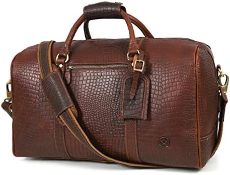 Leather Travel Duffle Bag with Toiletry Dopp Kit | Gym Sports Bag Airplane Luggage Carry-On Bag | Gift for Father's Day By Aaron Leather Goods (Pecan) 2 Leather Travel Duffle Bag with Toiletry Dopp Kit | Gym Sports Bag Airplane Luggage Carry-On Bag | Gift for Father's Day By Aaron Leather Goods (Pecan)
