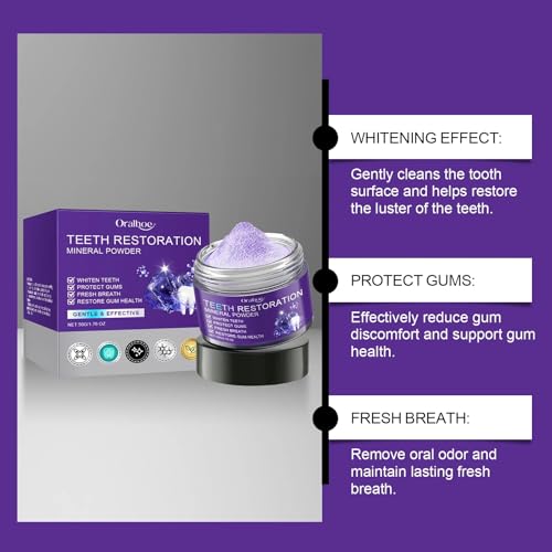 Image of 2-Pack Teeth Restoration Mineral Powder, Purple Dental Restoration Mineral Powder, Effective in Strengthening Teeth and Gums for Daily Use (50G)