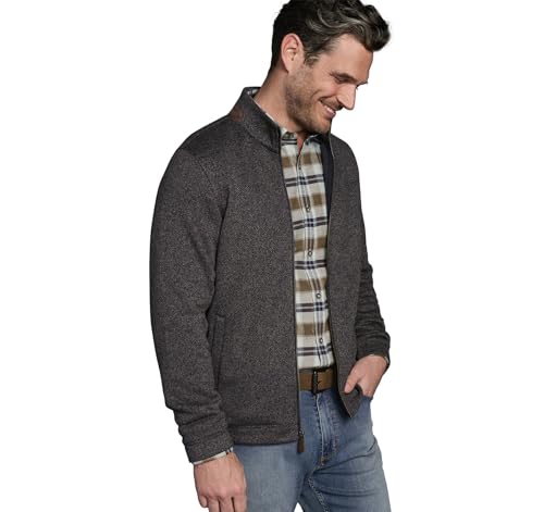 Johnston & Murphy Marled Rib Full Zip - Knit Sweater for Men, Zip Up Men’s Jacket for Office or Casual Wear