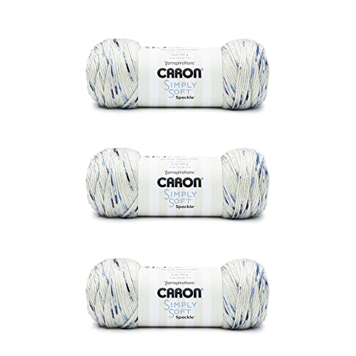 Caron Simply Soft Blue Gingham Speckle Yarn - 3 Pack of 141g/5oz - Acrylic - 4 Medium (Worsted) - 235 Yards - Knitting/Crochet by Caron - Used condition - US$15.65