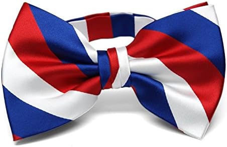 tiemart Striped Bow Tie (Red, White and Blue)