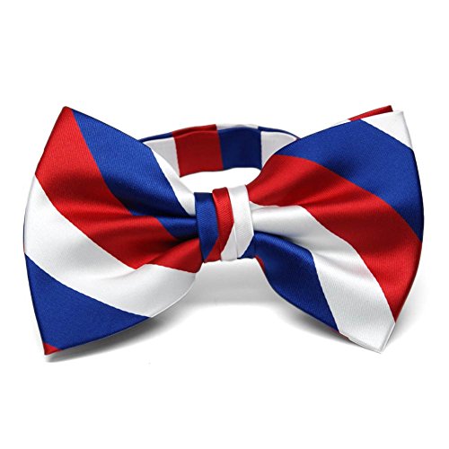 Tiemart Striped Bow Tie (Red, White And Blue) #TOP13