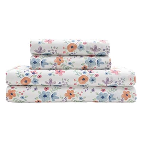 MALLARY BY MATTHEW Kids Super Soft-Soft 100% Microfiber Print Sheet, Watercolor Floral Print, Queen Cover