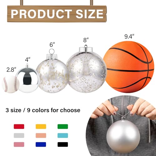 XmasExp 4in Large Christmas Ornaments Christmas Ball Ornaments Giant Tree Decoration Shatterproof Decorative Hanging Balls for Holiday Party Decor (Silver,4pcs)