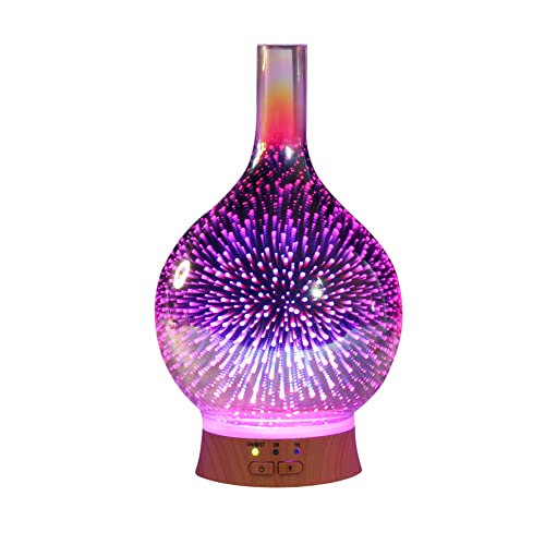 Essential Oil Diffuser - Kgv 3D Glass Cool Mist Ultrasonic Aroma With Bpa Free, Night Mood Led Light, Safe Auto Shut-Off And Timer. 100Ml Essential Oil Aromatherapy For Large Room Gift Yoga Home #TOP1