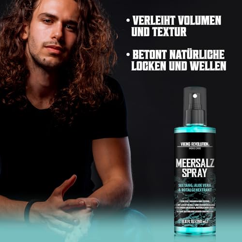 Viking Revolution Sea Salt Spray Hair Men - Meersalzspray für Männer - Salzspray mit Kelp, Aloe Vera & Rotalgenextrakt - Haarspray Männer für mehr Volumen - 260 ml - Herren Geschenke