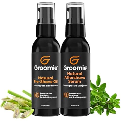 GROOMIE Natural Aftershave Serum and Pre-Shave Oil - Formulated Plant Based Recipe with Milk Thistle Seed, Essential Oils, Antioxidants, and Vitamin E - Preventing Bumps and Razor Burn After Hair Remo Cover
