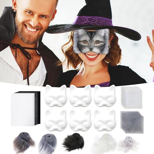 Masque de chat Halloween enfant : mailles yeux pour sécurité - 2