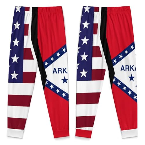 American And Arkansas State FlagChildren's Pajama Set Round Neck Long Sleeve Top + Pants Two-piece Set150CM4