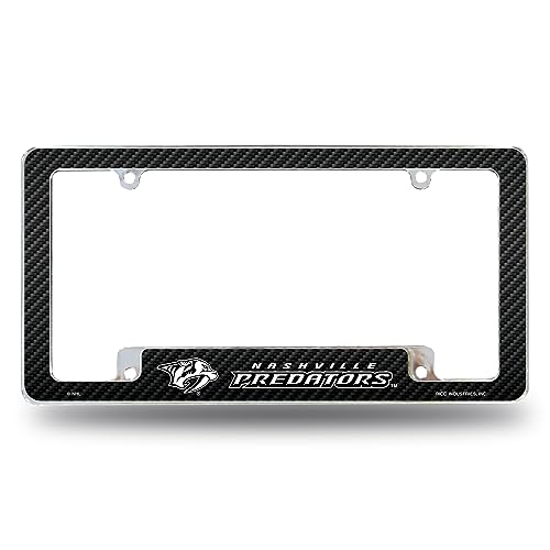 Rico Industries NHL Nashville Predators Black 12" x 6" Chrome All Over Automotive License Plate Frame for Car/Truck/SUV