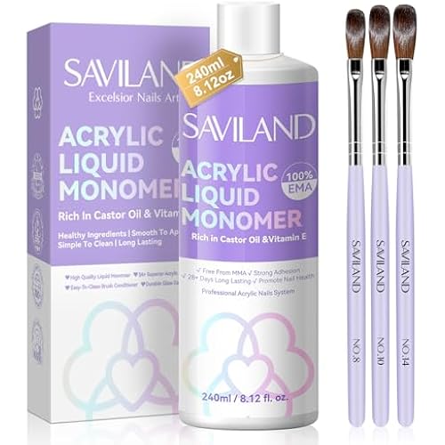 SAVILAND EMA Monomer Acrylic Nail Liquid Kit, 8.12fl.oz / 240ml