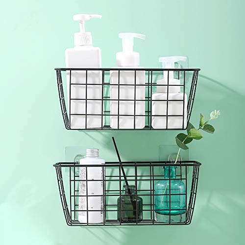 Marafansie Hanging Kitchen Baskets Wire Storage Basket Adhesive Basket Over The Cabinet Door Organizer No Drilling, For Cabinet Pantry Organization And Kitchen, Bathroom, Storage, 2 Pack, Black #TOP6
