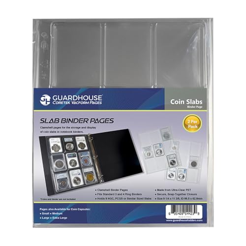 Guardhouse Certified Coin Slab Album Pages 9 Slabs per Page (2 Pages per Pack)